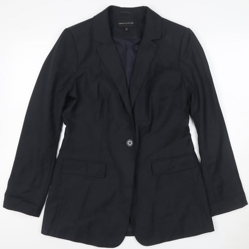 Marks & Spencer Women Black Size 12 Tailored Single-Breasted Blazer