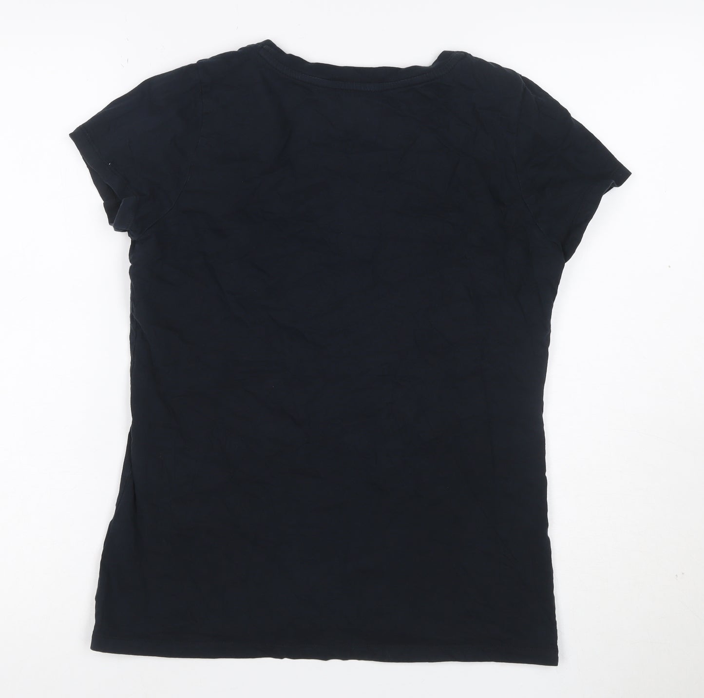 Superdry Women Black L Slim Fit Scoop Neck Cotton Jersey T-Shirt