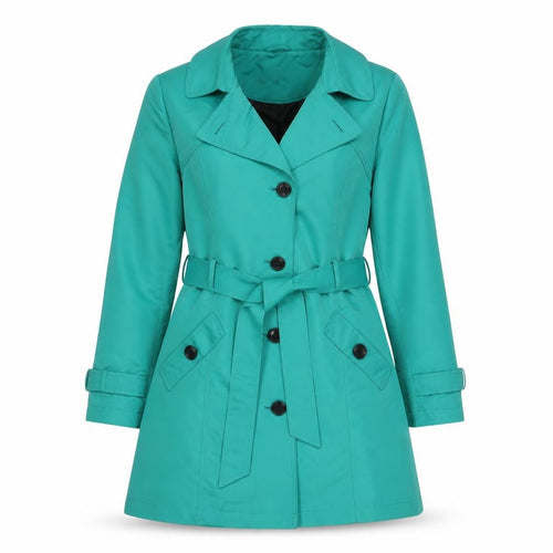 M&S Women’s Green UK 14 Long Belted Trench Coat