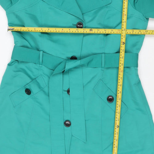 M&S Women’s Green UK 14 Long Belted Trench Coat
