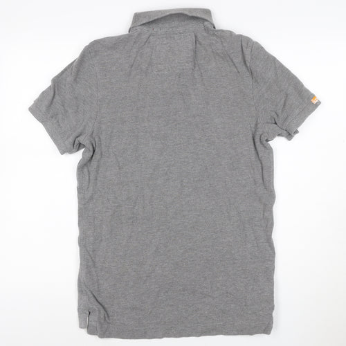 Superdry Men’s Grey Logo Embroidered Short Sleeve Polo Shirt Size L