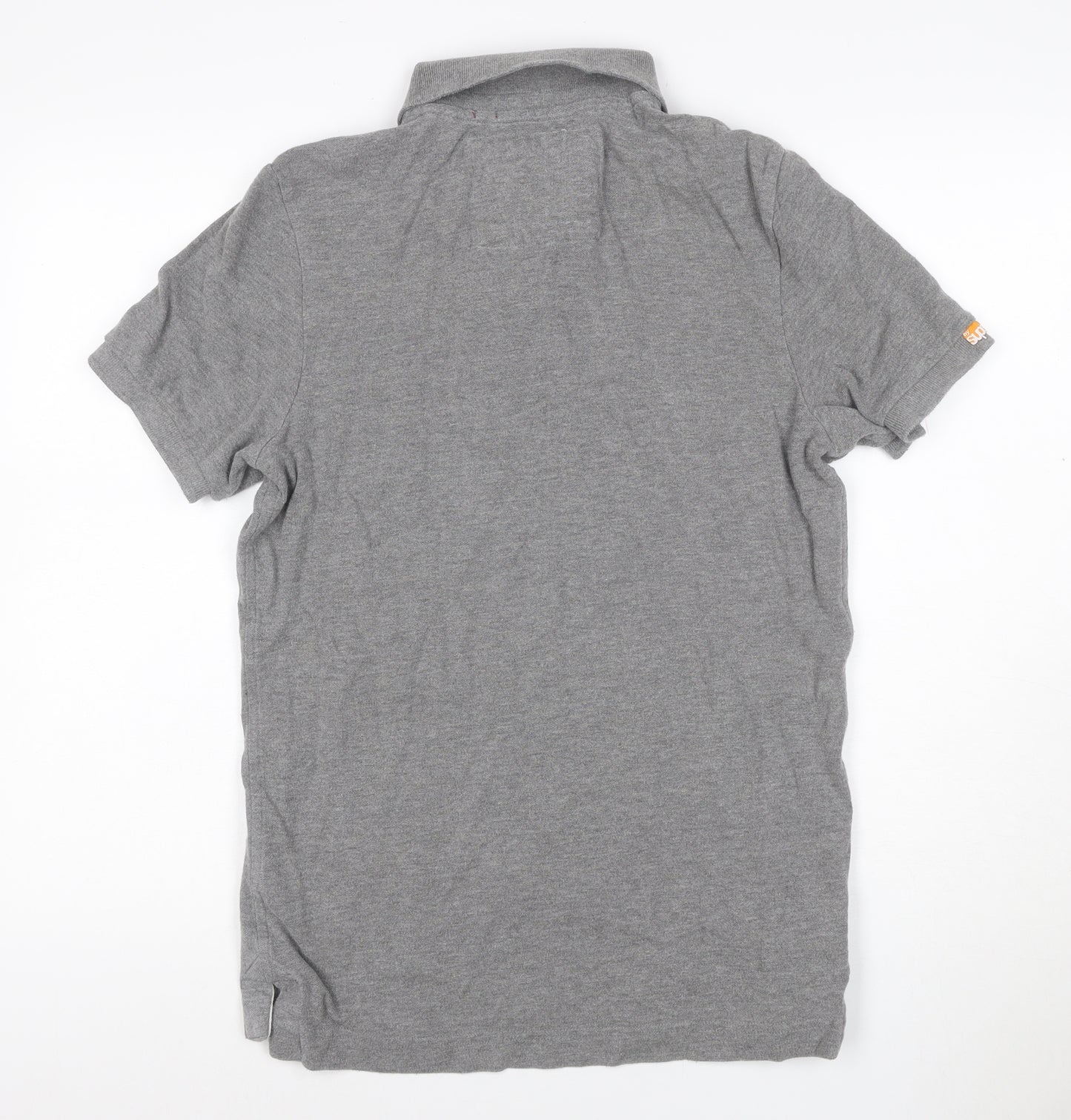 Superdry Men’s Grey Logo Embroidered Short Sleeve Polo Shirt Size L