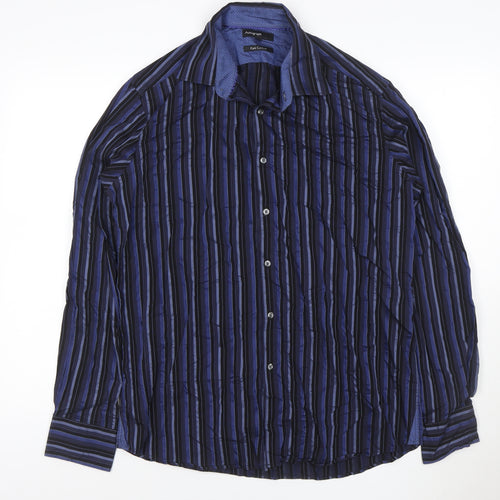 Autograph Men’s Blue Striped Pure Cotton 16.5in 42in Long Sleeve Shirt