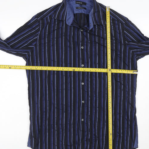 Autograph Men’s Blue Striped Pure Cotton 16.5in 42in Long Sleeve Shirt