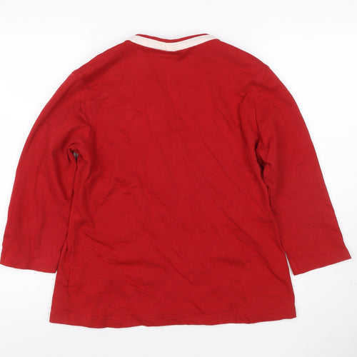 adidas Women Red UK 14 Lions Long Sleeve V-Neck Rugby Jersey Top