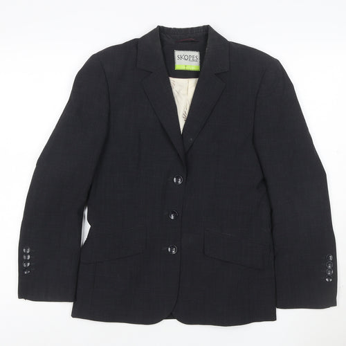Skopes Women Black Size 8 Tailored Wool Blend 3 Button Blazer