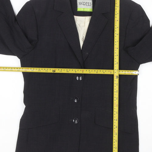 Skopes Women Black Size 8 Tailored Wool Blend 3 Button Blazer