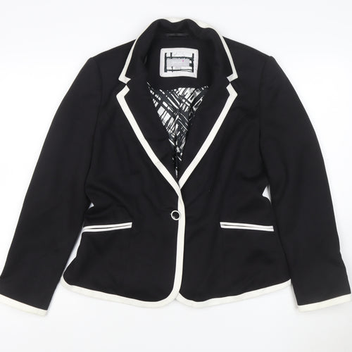 Per Una Women’s Black White Trim Blazer Jacket UK 14 Tailored