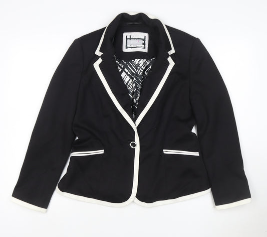 Per Una Women’s Black White Trim Blazer Jacket UK 14 Tailored