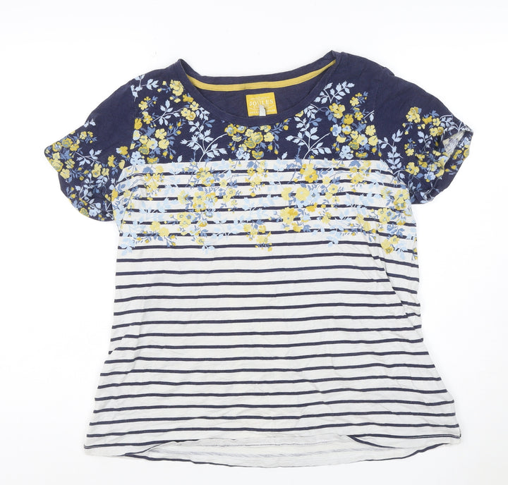 Joules Women’s Multicoloured UK 16 Floral Stripe Cotton Jersey T-Shirt