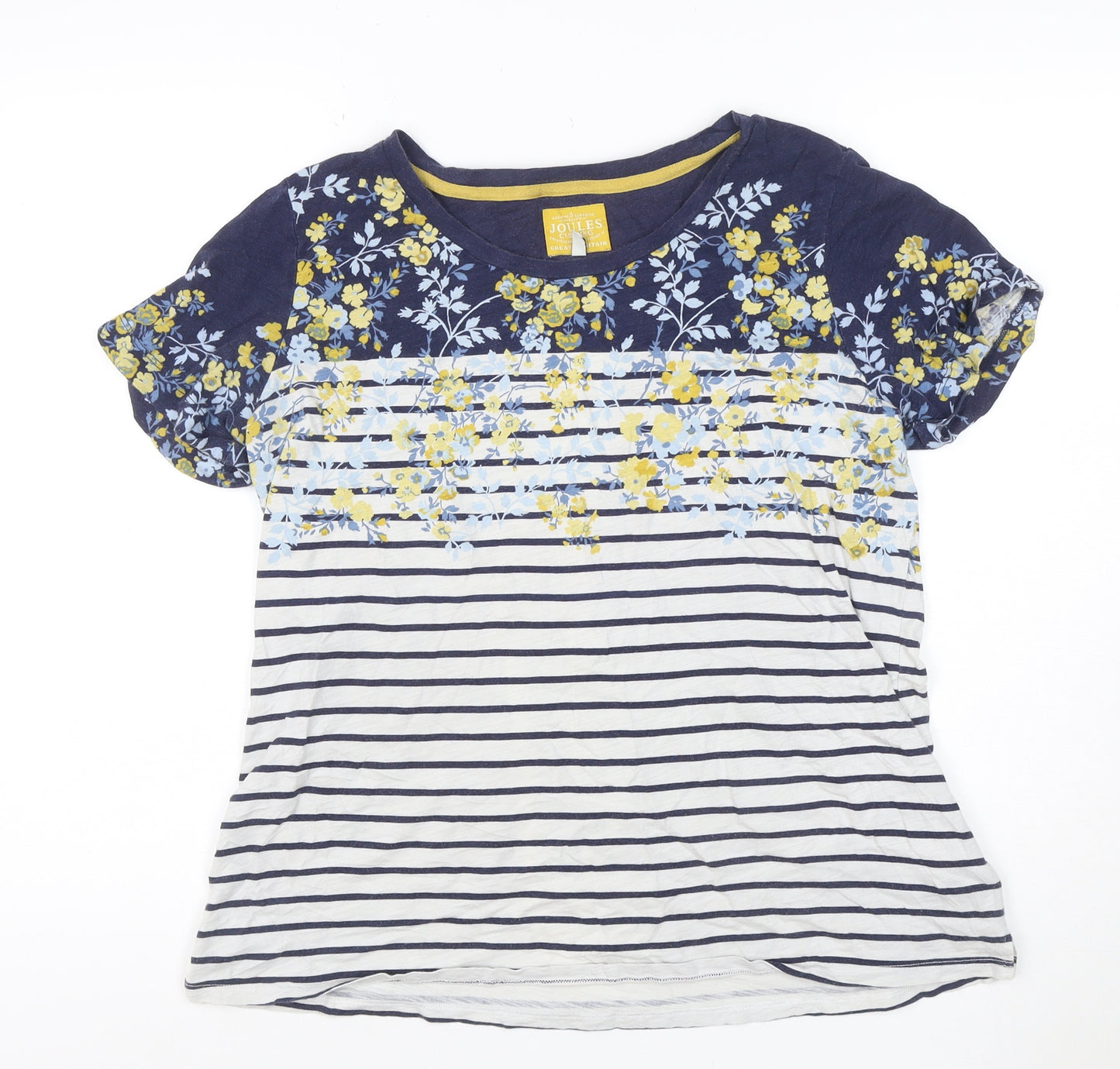 Joules Women’s Multicoloured UK 16 Floral Stripe Cotton Jersey T-Shirt