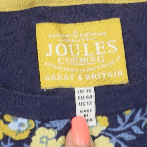 Joules Women’s Multicoloured UK 16 Floral Stripe Cotton Jersey T-Shirt