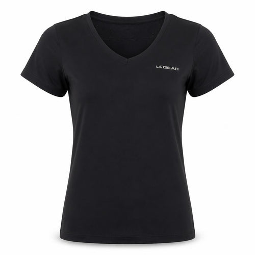 LA Gear Women Black UK 12 Athletic V-Neck Short Sleeve T-Shirt