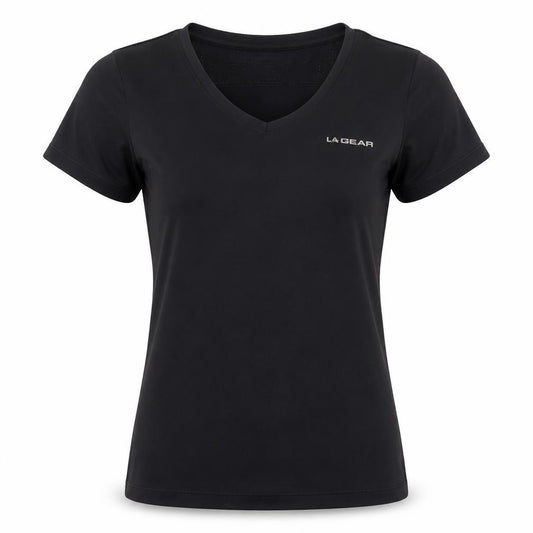 LA Gear Women Black UK 12 Athletic V-Neck Short Sleeve T-Shirt