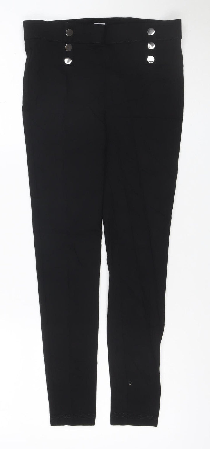 M&Co Women Black Size 8 Cropped Straight Stretch Trousers