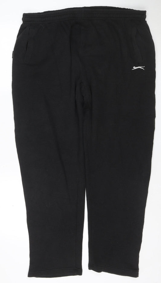 Slazenger Men’s Black 2XL Fleece Sweatpants Elastic Waist Zip Pockets