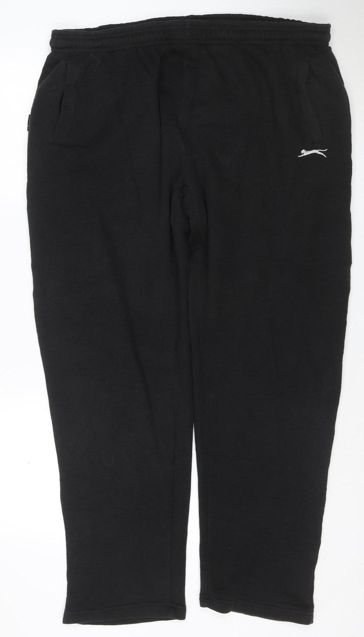 Slazenger Men’s Black 2XL Fleece Sweatpants Elastic Waist Zip Pockets