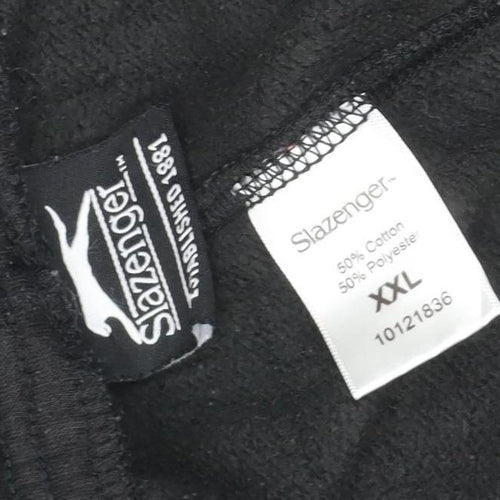 Slazenger Men’s Black 2XL Fleece Sweatpants Elastic Waist Zip Pockets