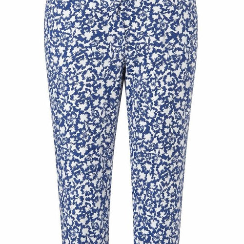 Warehouse Women’s Blue Floral Cropped Skinny Trousers UK 12 Stretch