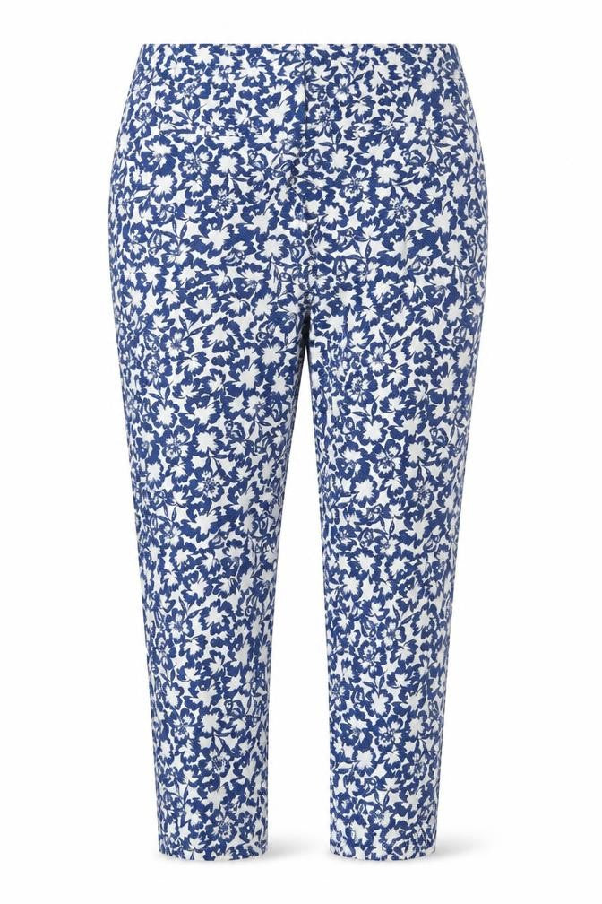 Warehouse Women’s Blue Floral Cropped Skinny Trousers UK 12 Stretch
