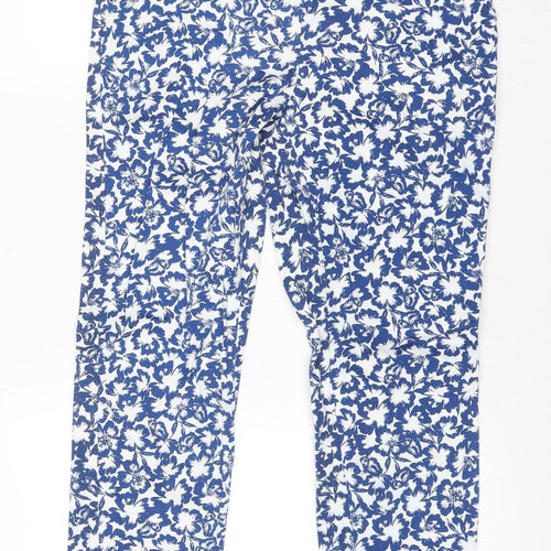 Warehouse Women’s Blue Floral Cropped Skinny Trousers UK 12 Stretch