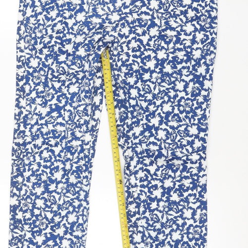 Warehouse Women’s Blue Floral Cropped Skinny Trousers UK 12 Stretch