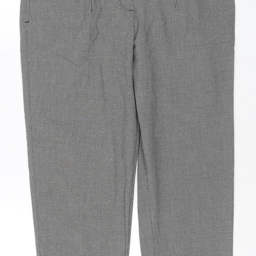 Marks & Spencer Women Grey Check Trousers UK 12 Regular Stretch Workwear
