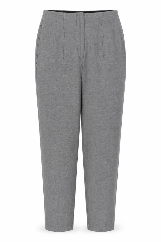 Front view of Marks & Spencer Women Grey Check Trousers UK 12 Regular Stretch Workwear