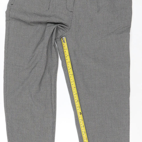 Marks & Spencer Women Grey Check Trousers UK 12 Regular Stretch Workwear