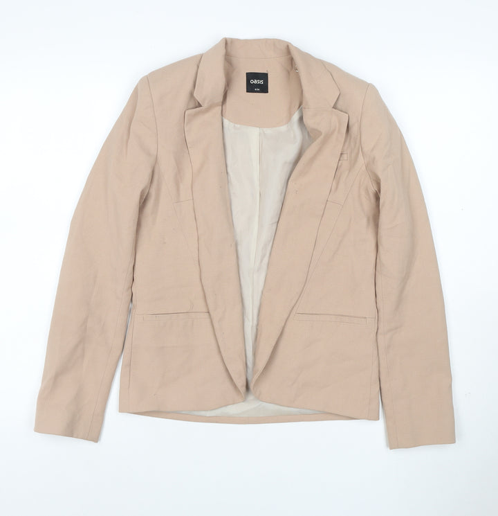 Oasis Women Beige UK 8 Tailored Lined Notch Lapel Blazer Jacket