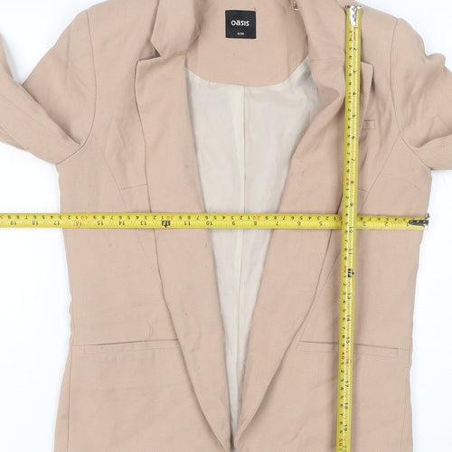 Oasis Women Beige UK 8 Tailored Lined Notch Lapel Blazer Jacket