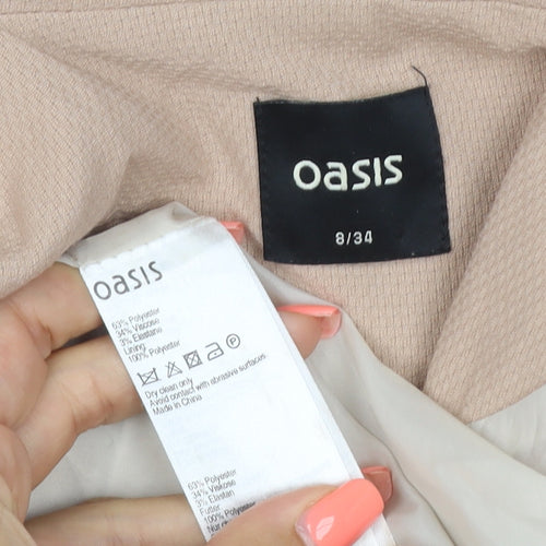 Oasis Women Beige UK 8 Tailored Lined Notch Lapel Blazer Jacket