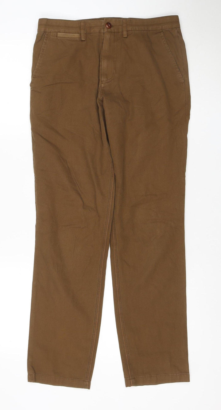 Fred Perry Men’s Brown 30R Cotton Chino Straight Trousers