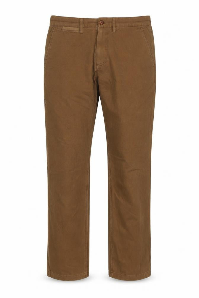 Front view of Fred Perry Men’s Brown 30R Cotton Chino Straight Trousers
