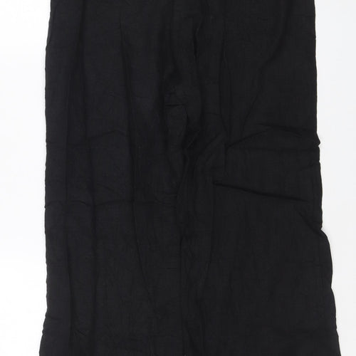 Next Women Black Linen Cargo Trousers Petite UK 12 Straight Leg