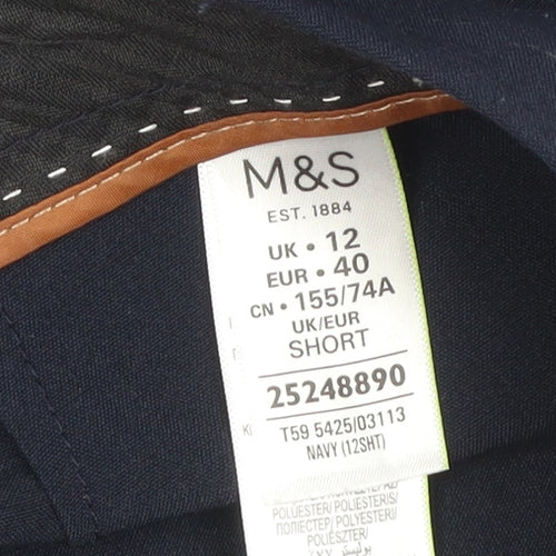 Marks and Spencer Women’s Navy Blue UK 12 Short Tailored Dress Trousers