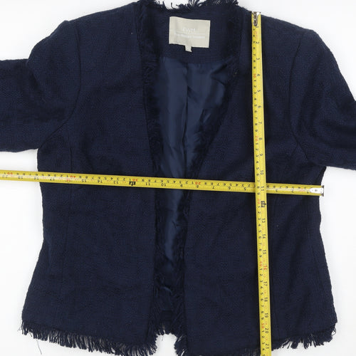 Finn Wright Manson Women Blue Size 12 Bouclé Fringe Blazer Jacket