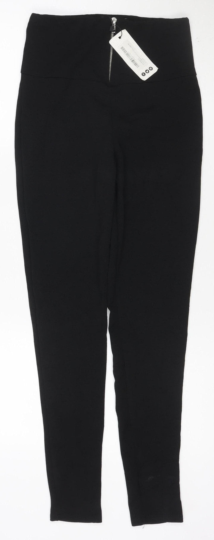 Boohoo Women's Black UK 6 Skinny Ankle Stretch Trousers Zip