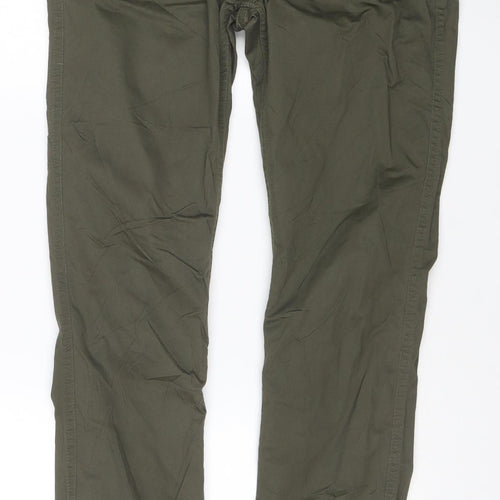 Mango Man Green 32in Regular Straight Stretch Cotton Trousers