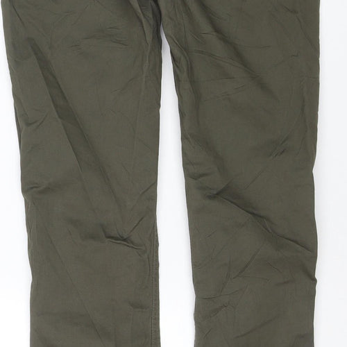 Mango Man Green 32in Regular Straight Stretch Cotton Trousers