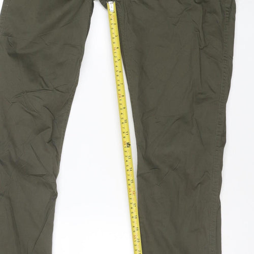 Mango Man Green 32in Regular Straight Stretch Cotton Trousers