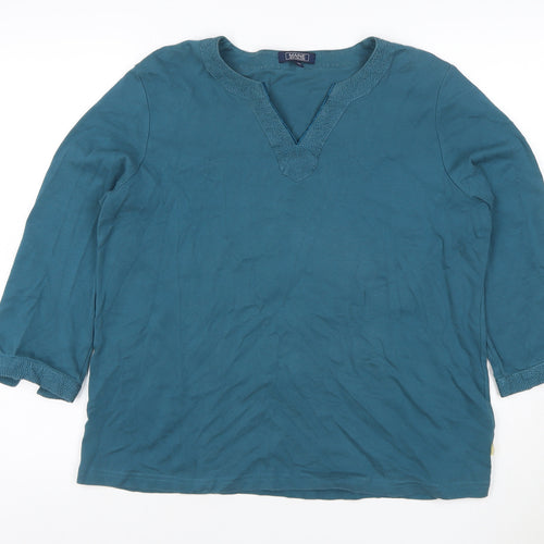 Maine New England Women's Blue Size 20 V-Neck 3/4 Sleeve Jersey Top