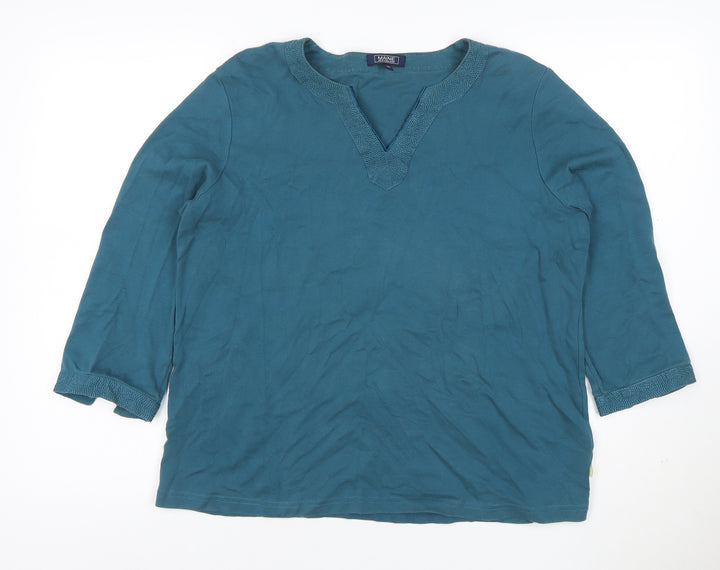 Maine New England Women's Blue Size 20 V-Neck 3/4 Sleeve Jersey Top