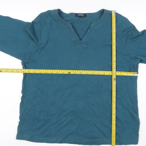 Maine New England Women's Blue Size 20 V-Neck 3/4 Sleeve Jersey Top