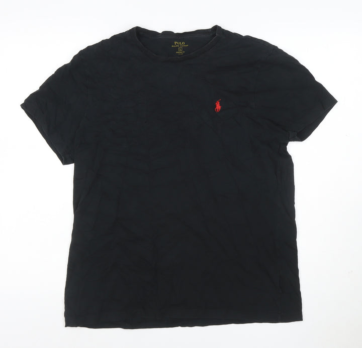 Polo Ralph Lauren Men’s Black L Custom Fit Logo Crew Neck T-Shirt