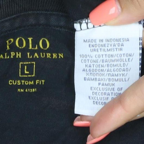 Polo Ralph Lauren Men’s Black L Custom Fit Logo Crew Neck T-Shirt