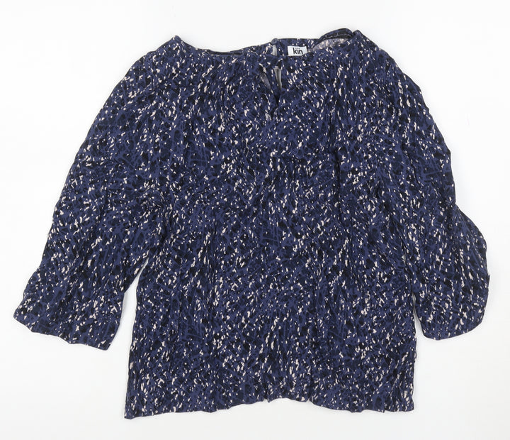 Kin by John Lewis Women’s Blue Animal Print Bell Sleeve Blouse Size 12