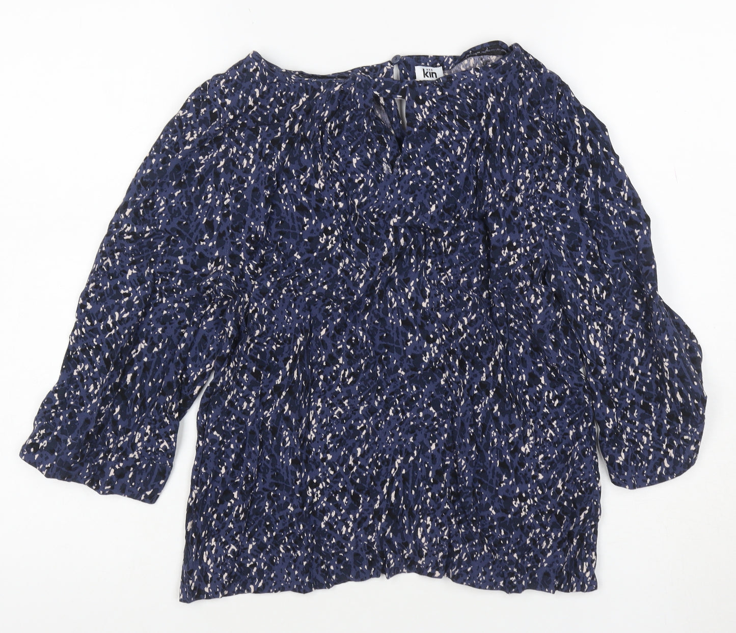 Kin by John Lewis Women’s Blue Animal Print Bell Sleeve Blouse Size 12