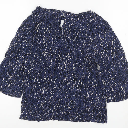 Kin by John Lewis Women’s Blue Animal Print Bell Sleeve Blouse Size 12