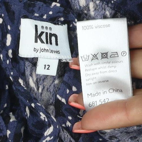 Kin by John Lewis Women’s Blue Animal Print Bell Sleeve Blouse Size 12